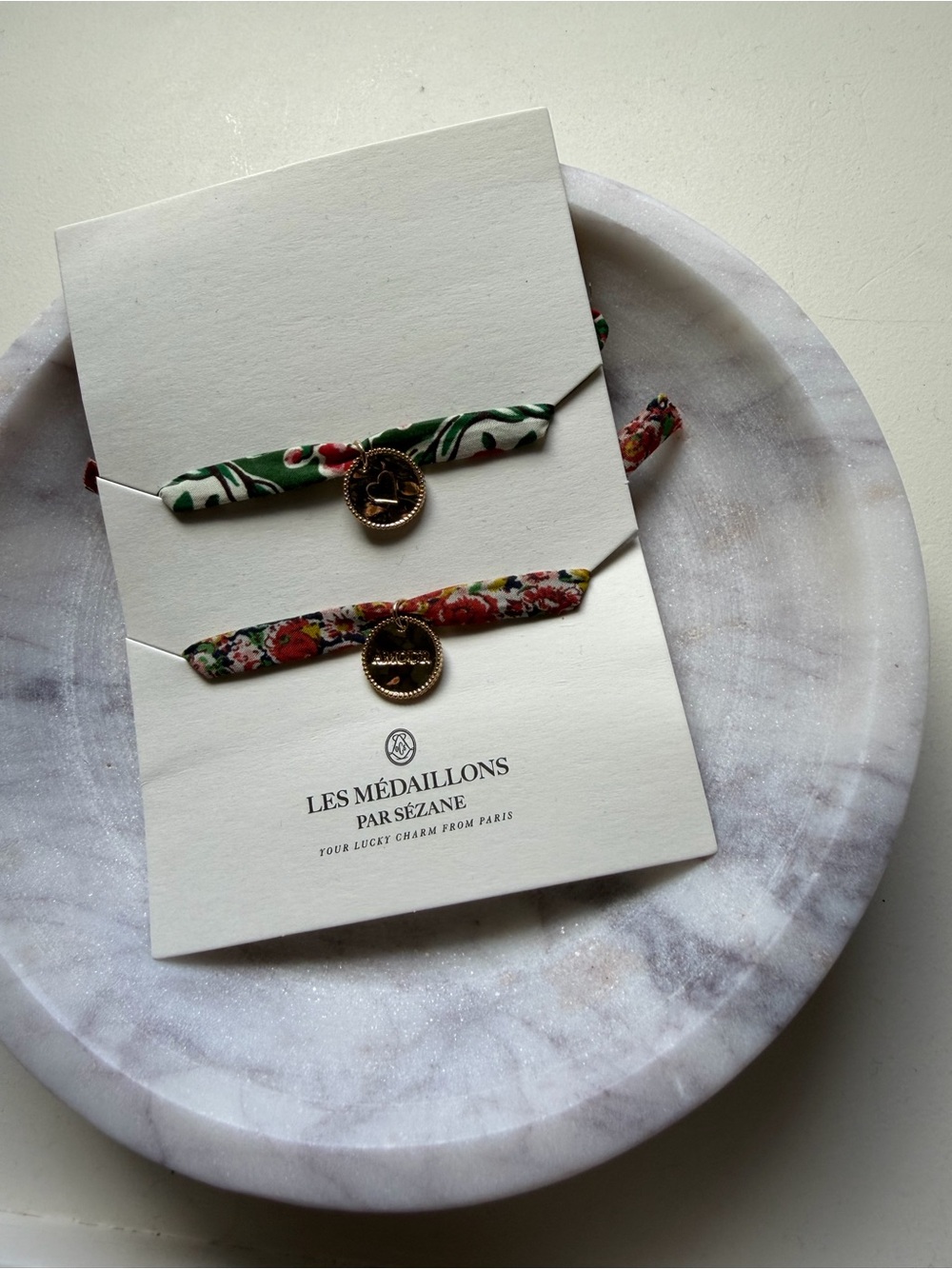 SÉZANE Floral Charm Bracelet Duo in Green and Multicolor